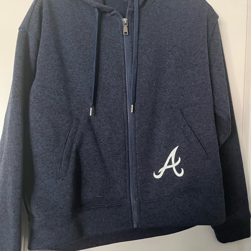 Atlanta Braves WEAR by Erin Andrews Women's Full-Zip Hoodie - Heather Navy